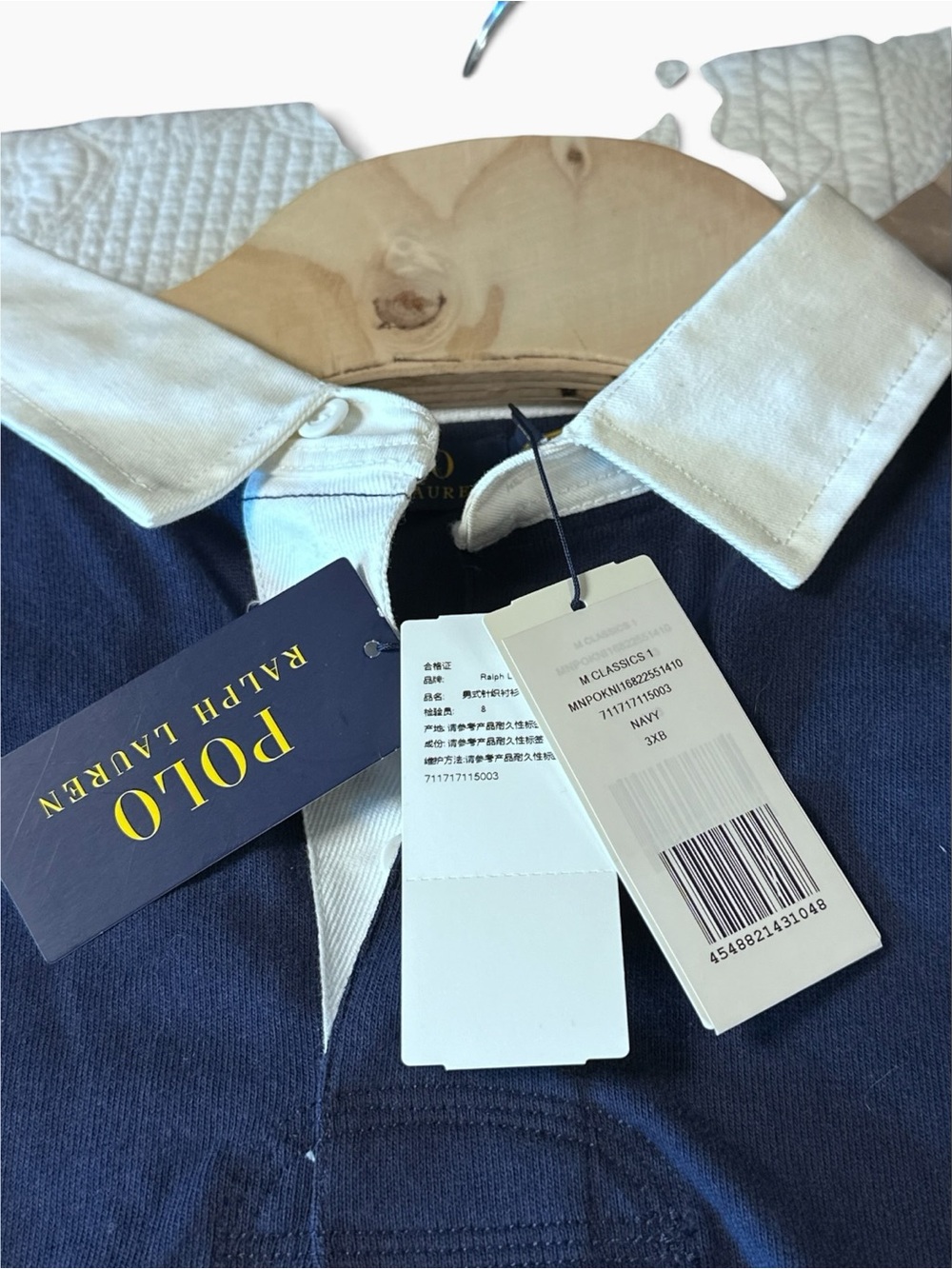 NWTRalph Lauren Iconic Rugby Men’s Shirt Navy Long Sleeve Polo W/ White Collar - Picture 4 of 9